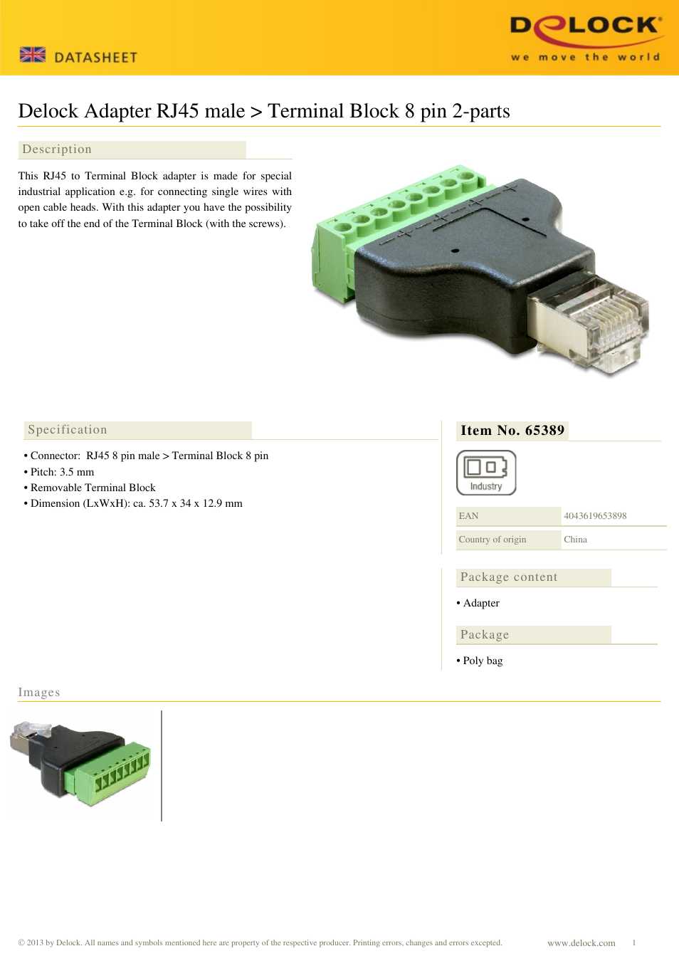 DeLOCK 65389 User Manual | 1 page