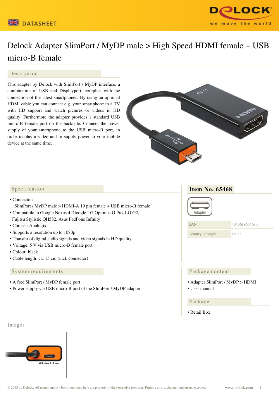 DeLOCK 65468 User Manual | 1 page