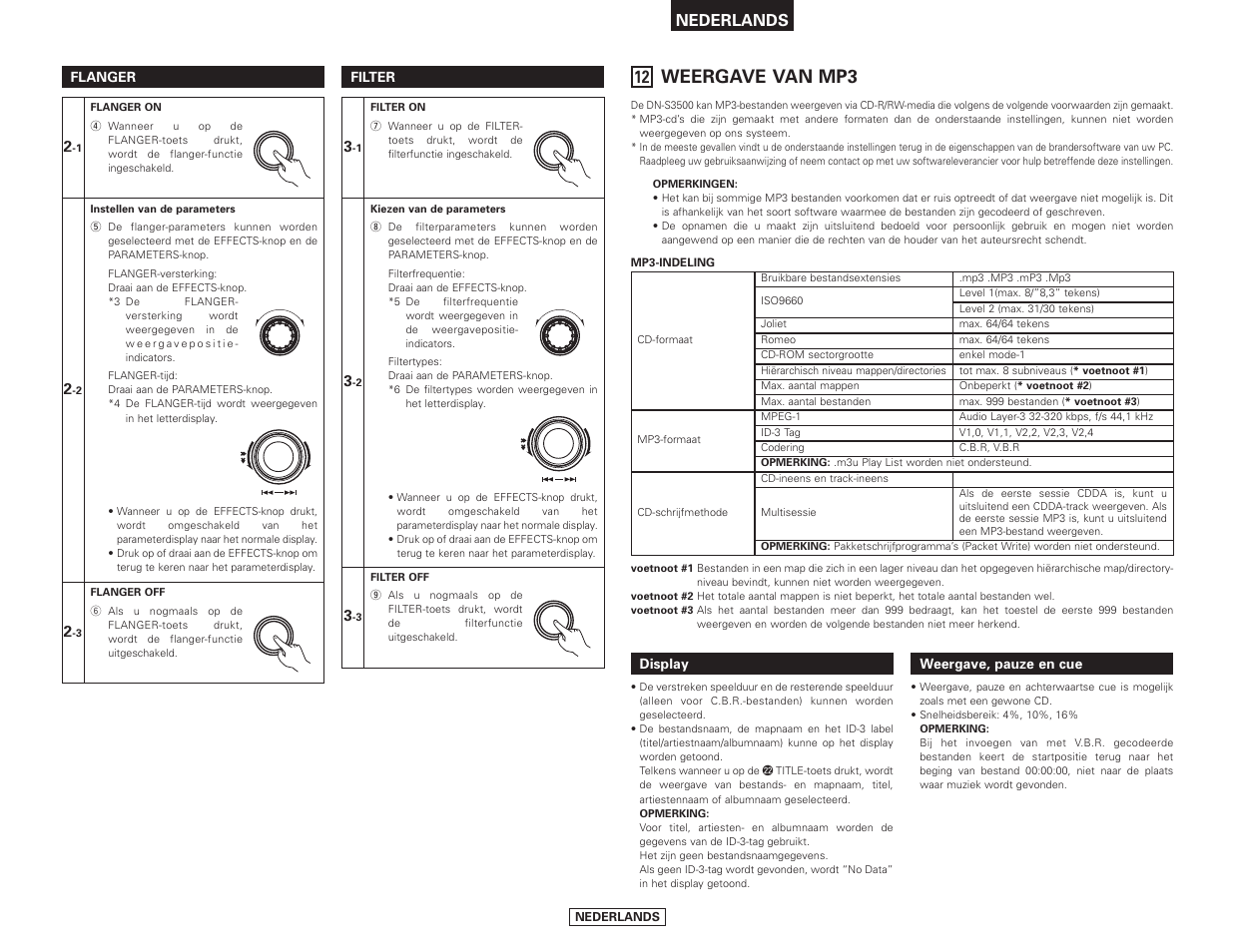 Weergave van mp3, Nederlands | Denon DN-S3500 User Manual | Page 109 / 134