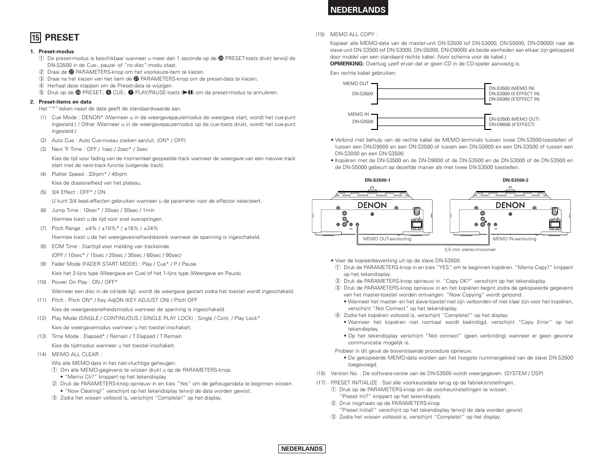 Preset | Denon DN-S3500 User Manual | Page 113 / 134