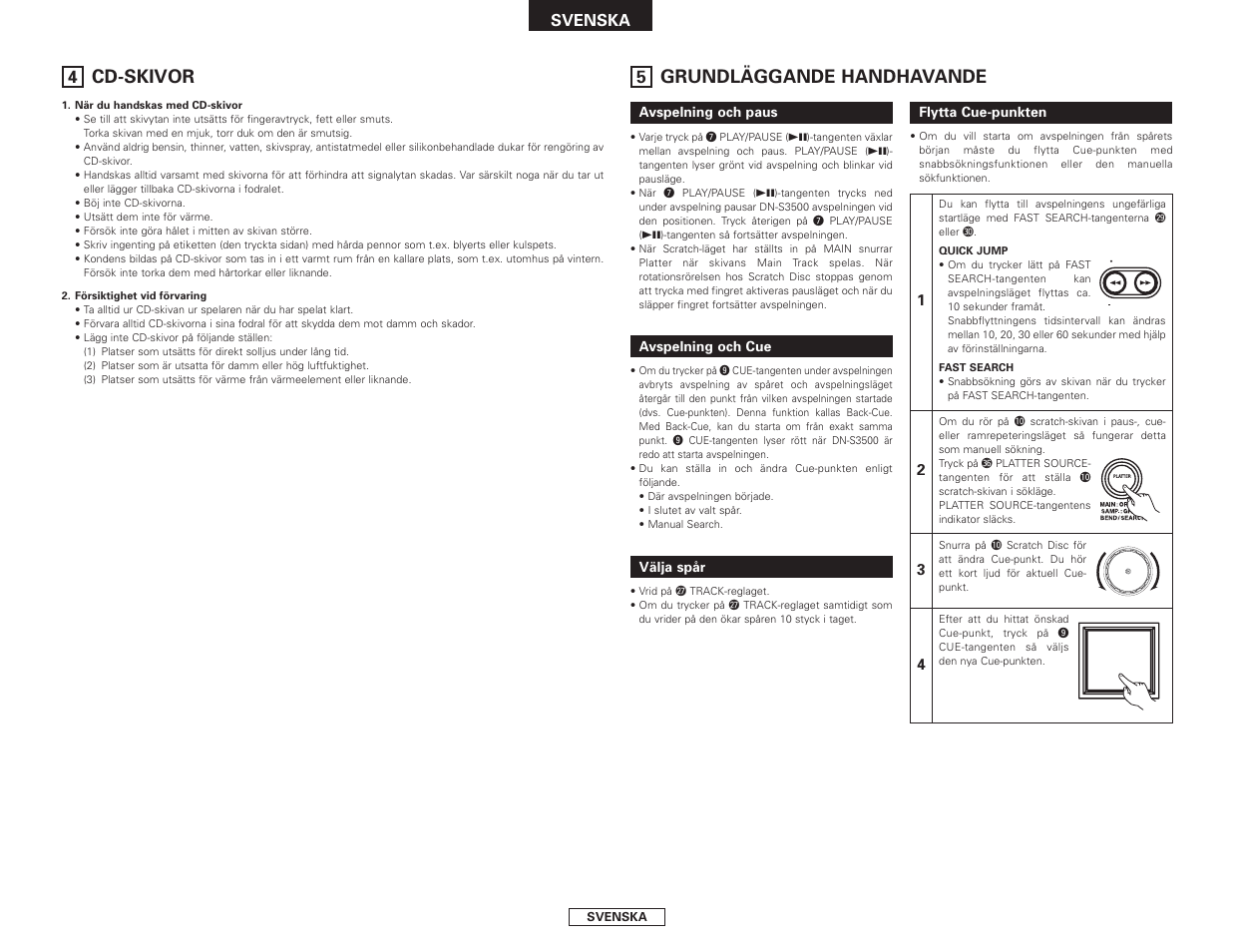 Grundläggande handhavande, Cd-skivor, Svenska | Denon DN-S3500 User Manual | Page 120 / 134