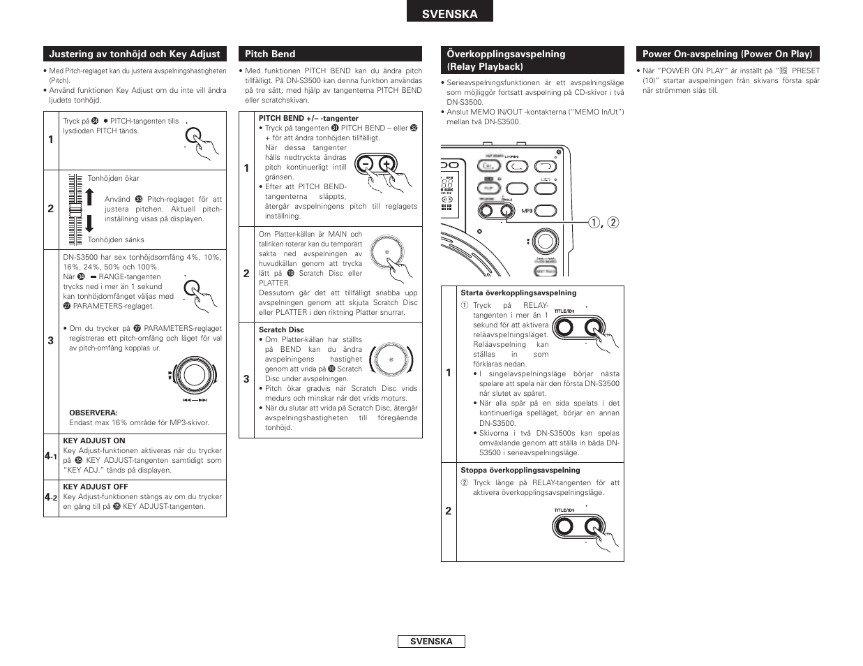 Q , w, Svenska | Denon DN-S3500 User Manual | Page 121 / 134