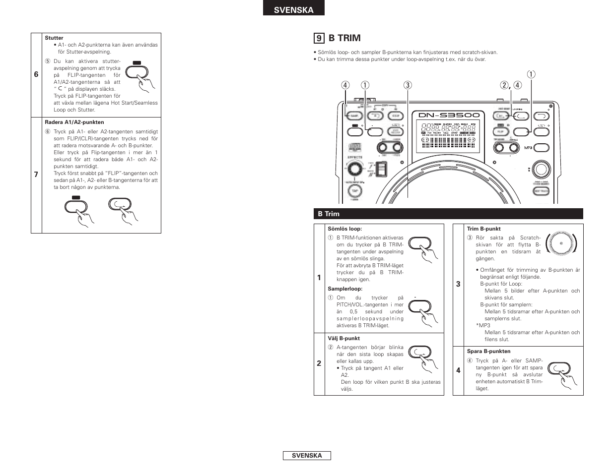 B trim, Ew , r q r q, Svenska | Denon DN-S3500 User Manual | Page 124 / 134