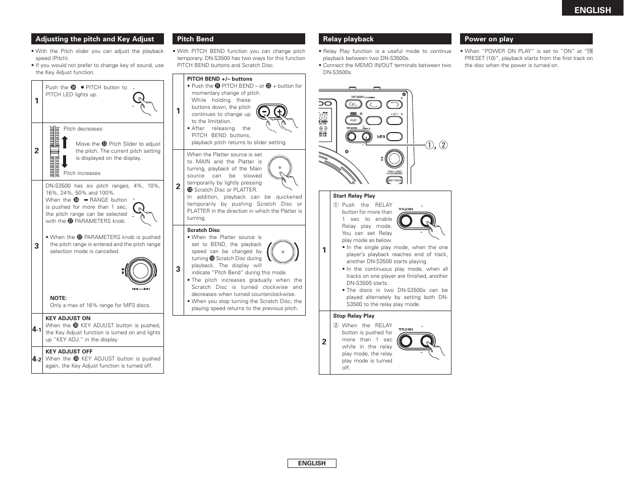 Q , w, English | Denon DN-S3500 User Manual | Page 13 / 134