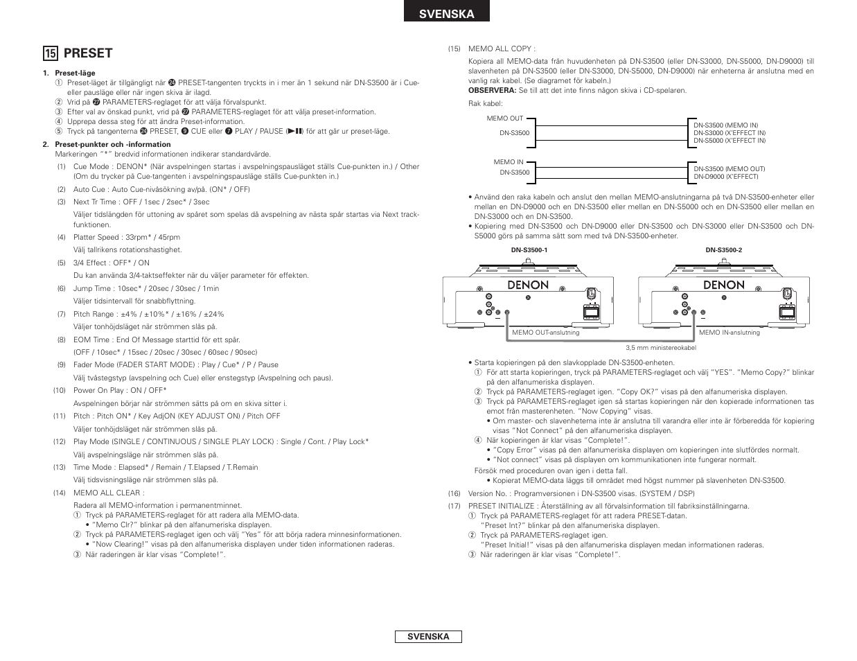 Preset | Denon DN-S3500 User Manual | Page 131 / 134