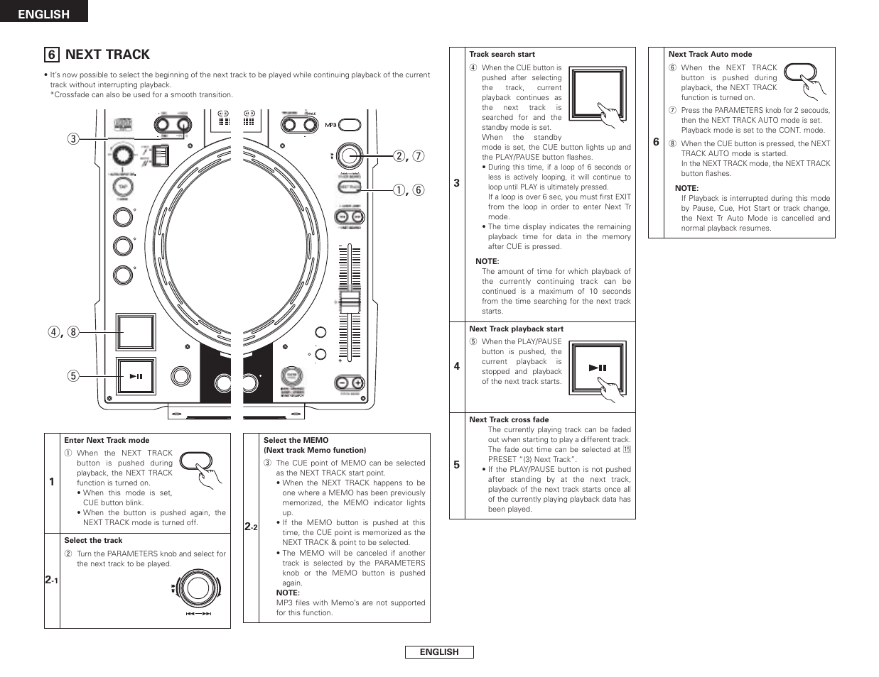 Next track, R , i t e, Q , y w , u | English | Denon DN-S3500 User Manual | Page 14 / 134