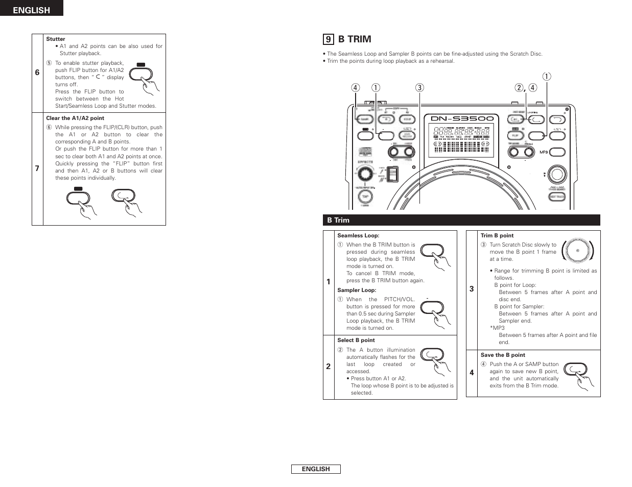 B trim, Ew , r q r q, English | Denon DN-S3500 User Manual | Page 16 / 134