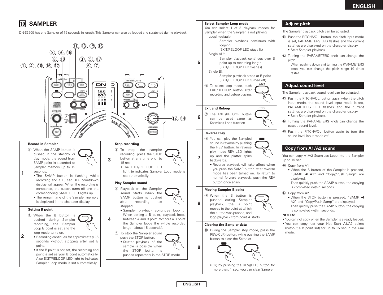 Sampler, English | Denon DN-S3500 User Manual | Page 17 / 134
