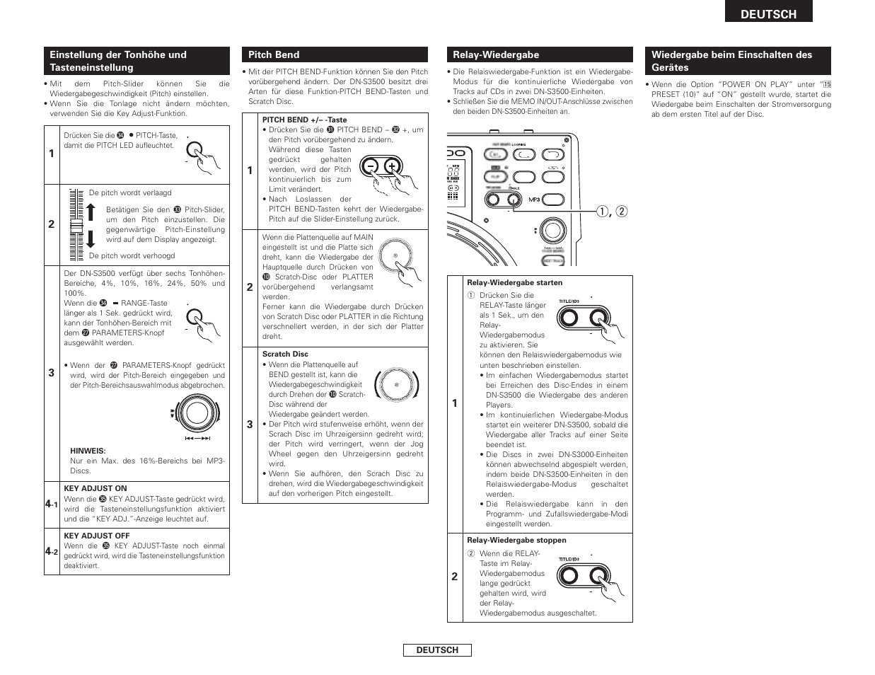 Q , w, Deutsch | Denon DN-S3500 User Manual | Page 31 / 134