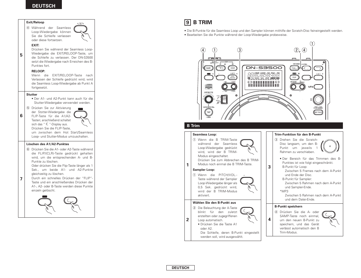 B trim, Ew , r q r q, Deutsch | Denon DN-S3500 User Manual | Page 34 / 134