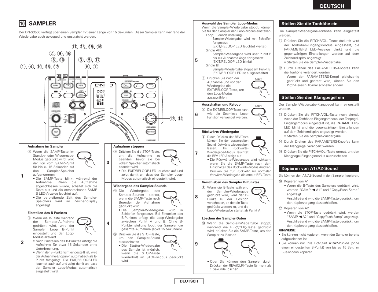 Sampler, Deutsch | Denon DN-S3500 User Manual | Page 35 / 134