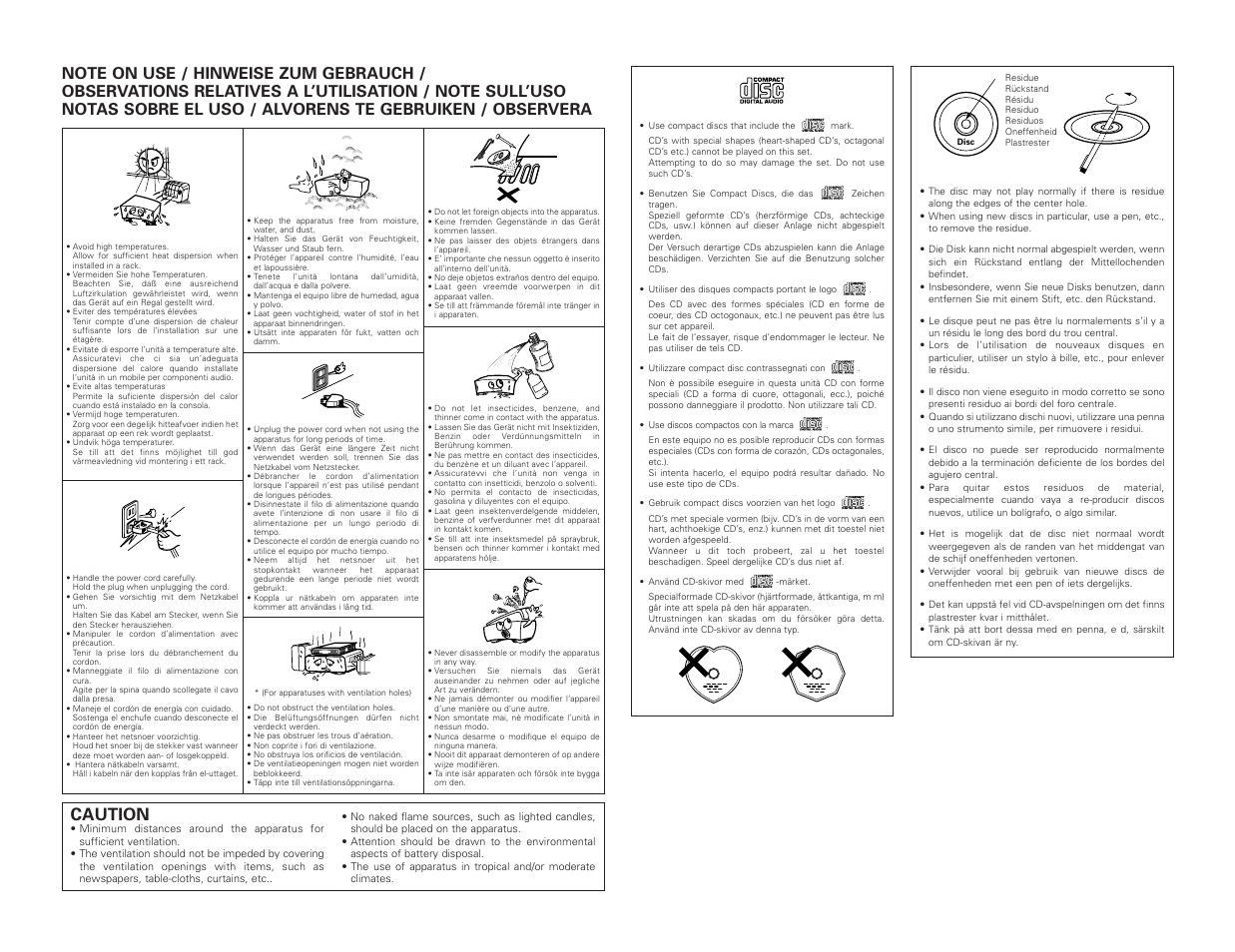 Caution | Denon DN-S3500 User Manual | Page 4 / 134