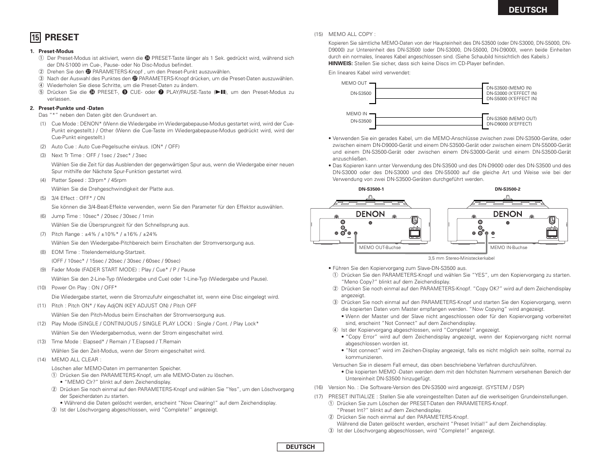 Preset | Denon DN-S3500 User Manual | Page 41 / 134