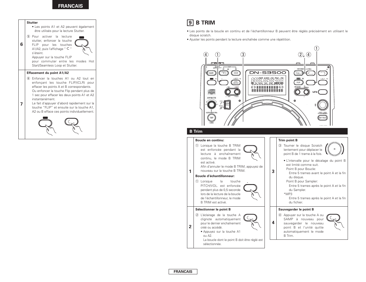 B trim, Ew , r q r q, Francais | Denon DN-S3500 User Manual | Page 52 / 134