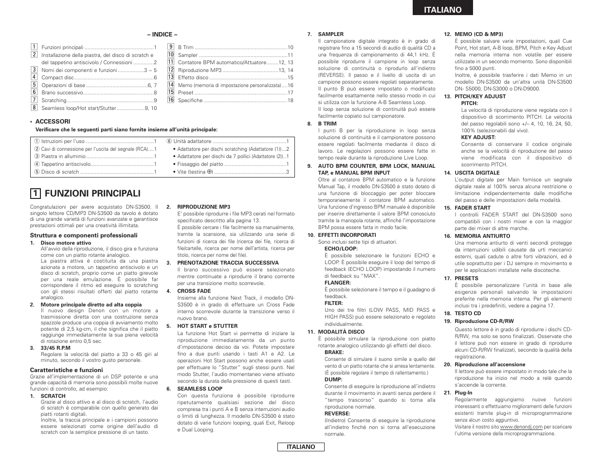 Funzioni principali | Denon DN-S3500 User Manual | Page 61 / 134