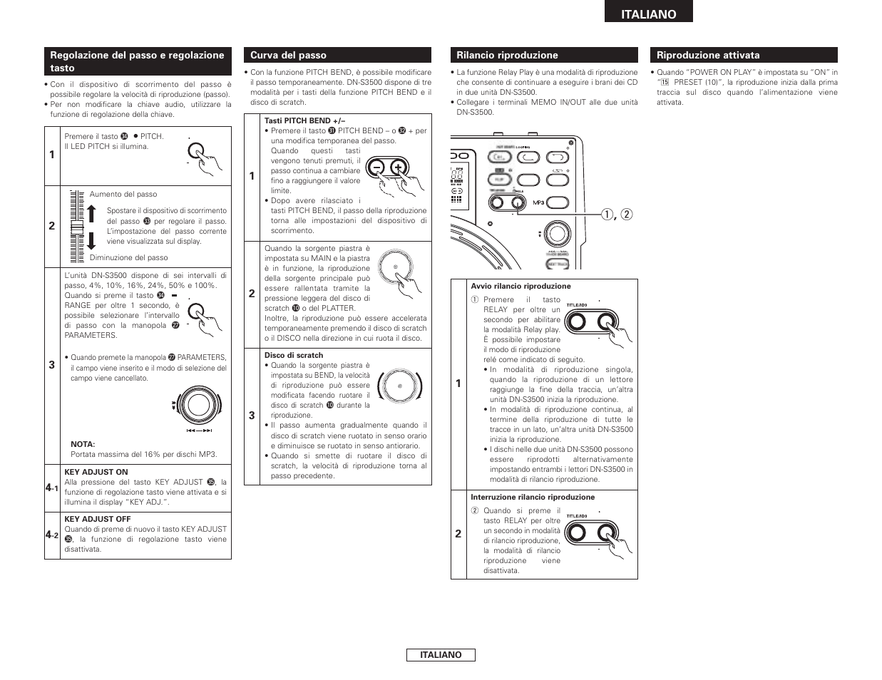 Q , w, Italiano | Denon DN-S3500 User Manual | Page 67 / 134