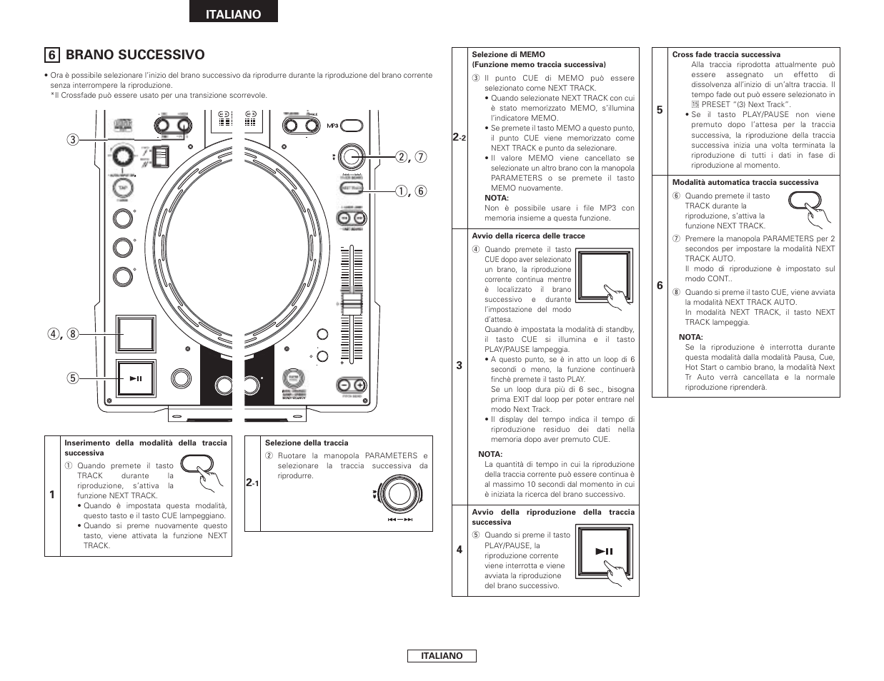 Brano successivo, R , i t e, Q , y w , u | Italiano | Denon DN-S3500 User Manual | Page 68 / 134