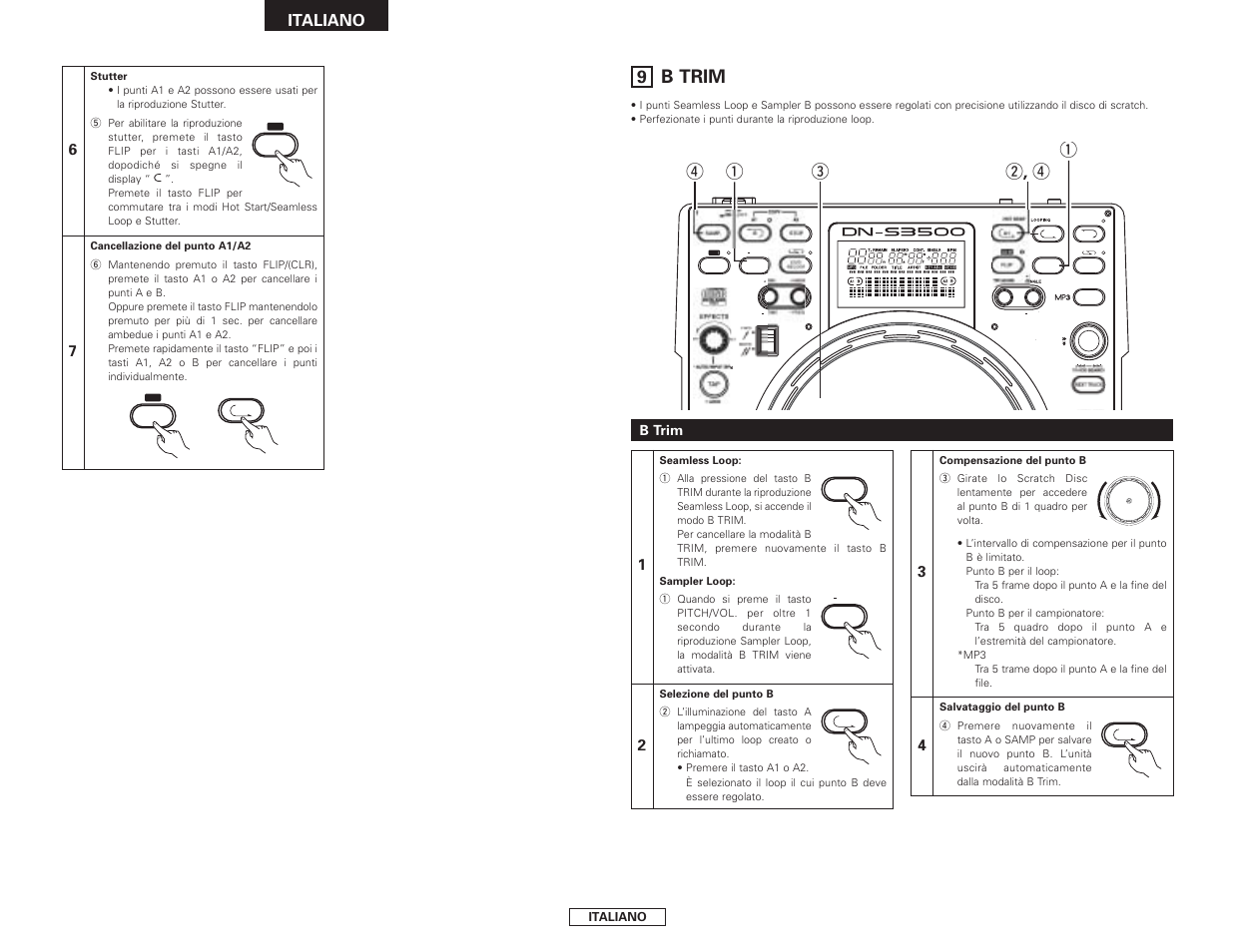 B trim, Ew , r q r q, Italiano | Denon DN-S3500 User Manual | Page 70 / 134