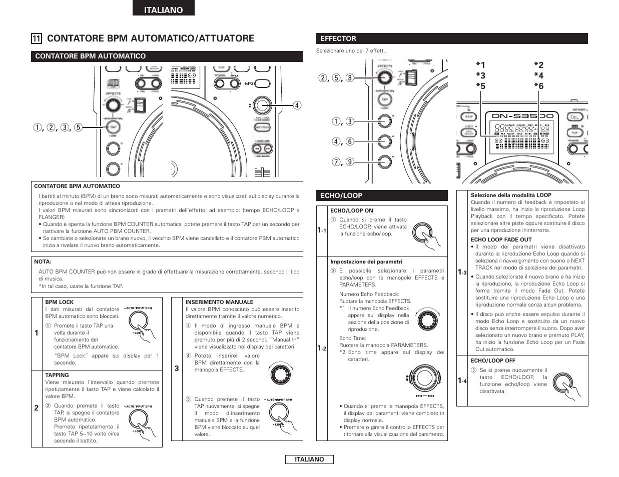 Contatore bpm automatico/attuatore, Q , w , e , t, Q , e r , y u , o w , t , i | Italiano | Denon DN-S3500 User Manual | Page 72 / 134