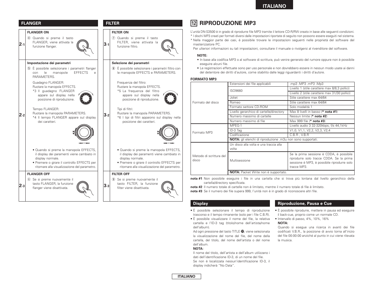 Riproduzione mp3, Italiano | Denon DN-S3500 User Manual | Page 73 / 134