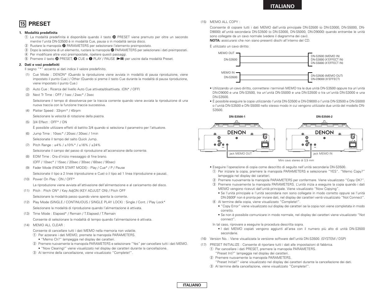 Preset | Denon DN-S3500 User Manual | Page 77 / 134