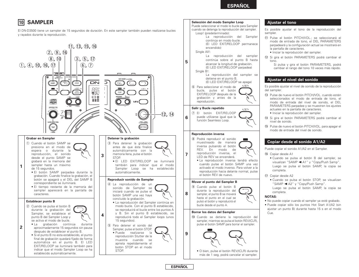 Sampler, Español | Denon DN-S3500 User Manual | Page 89 / 134