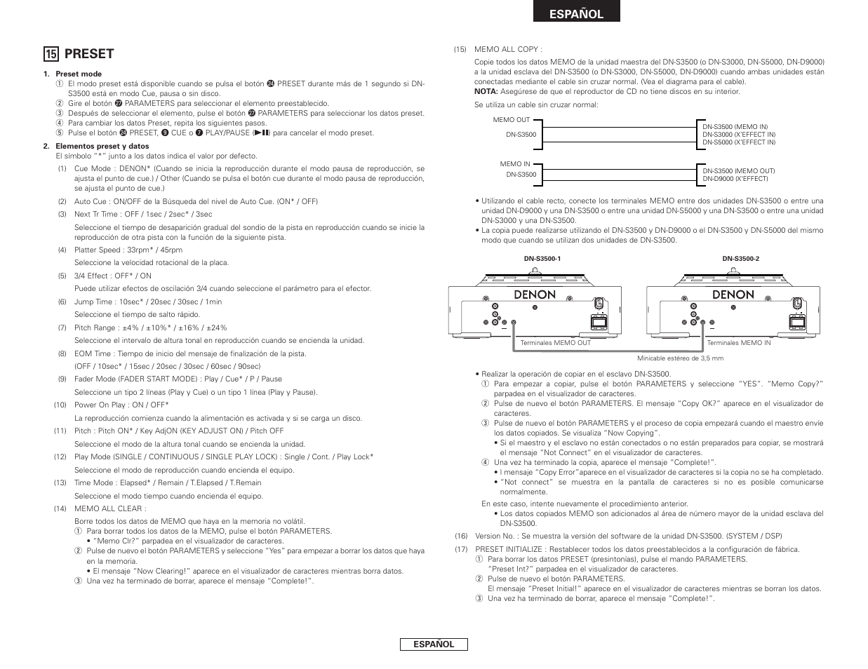 Preset | Denon DN-S3500 User Manual | Page 95 / 134