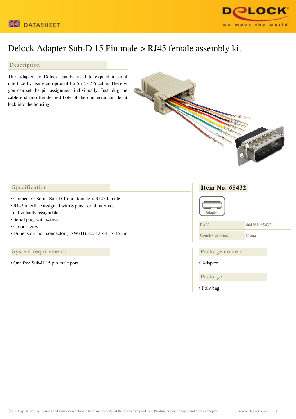 DeLOCK 65432 User Manual | 1 page