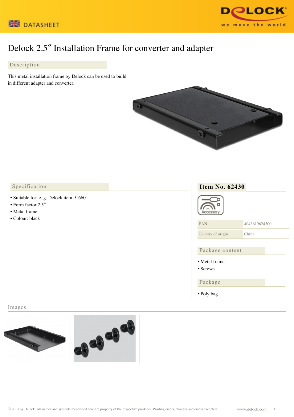 DeLOCK 62430 User Manual | 1 page