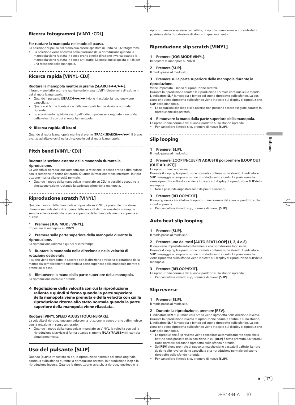 Uso del pulsante [slip | Pioneer CDJ-900 User Manual | Page 101 / 198