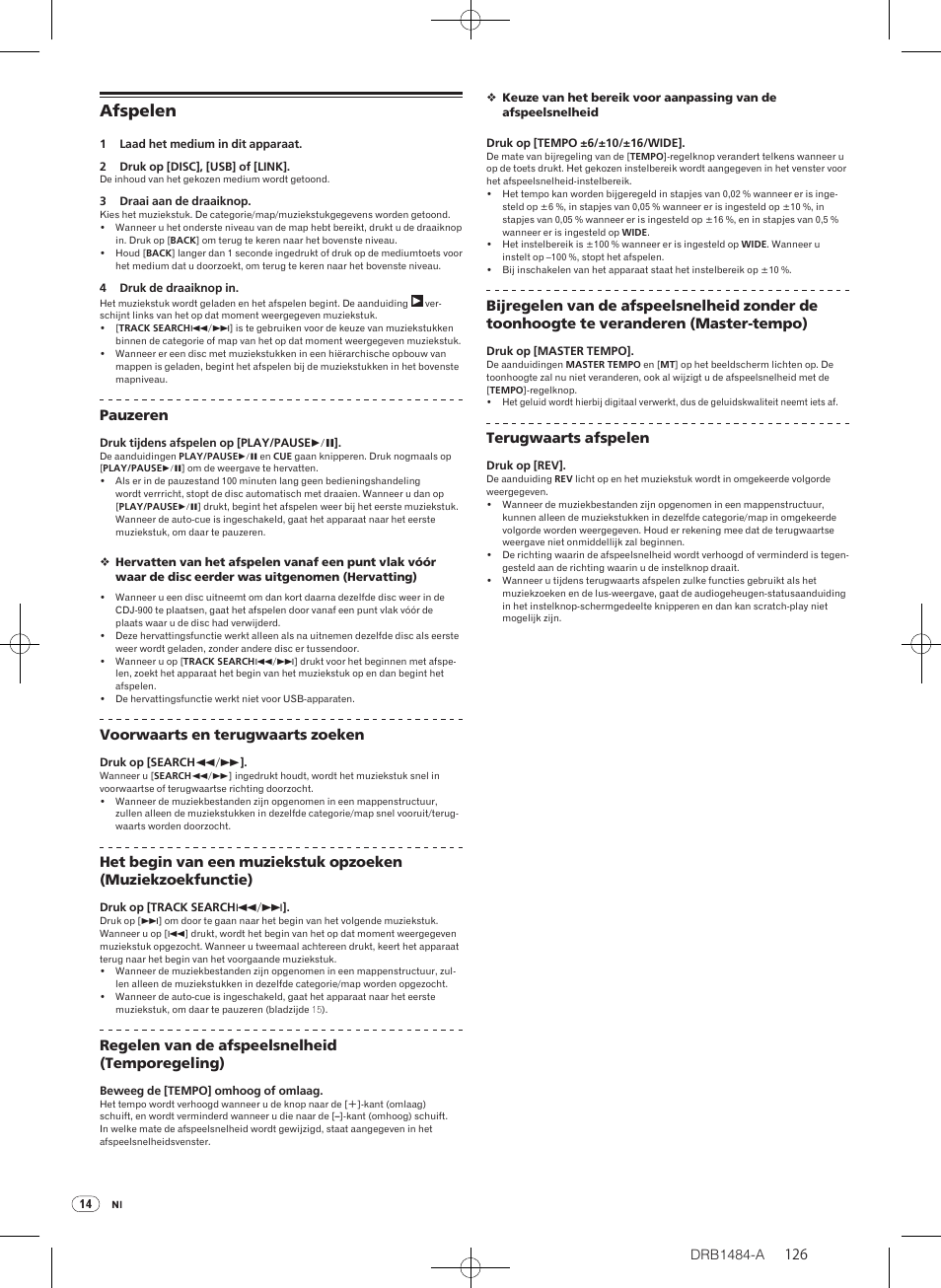 Afspelen | Pioneer CDJ-900 User Manual | Page 126 / 198