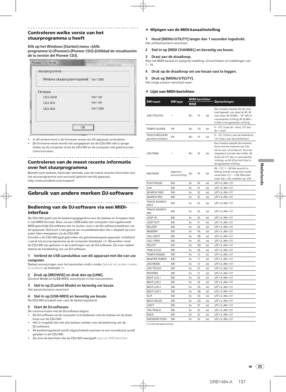 Gebruik van andere merken dj-software, Drb1484-a, Nederlands | Pioneer CDJ-900 User Manual | Page 137 / 198