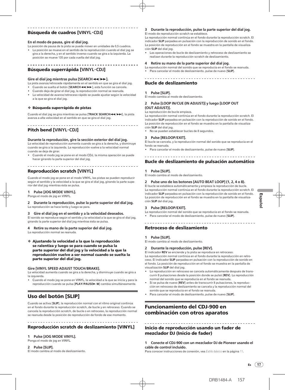 Uso del botón [slip | Pioneer CDJ-900 User Manual | Page 157 / 198