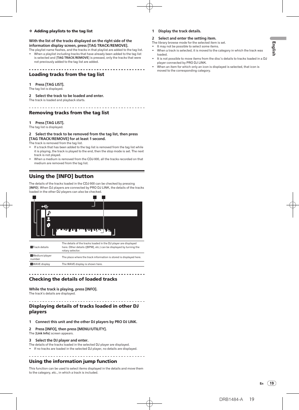 Using the [info] button | Pioneer CDJ-900 User Manual | Page 19 / 198