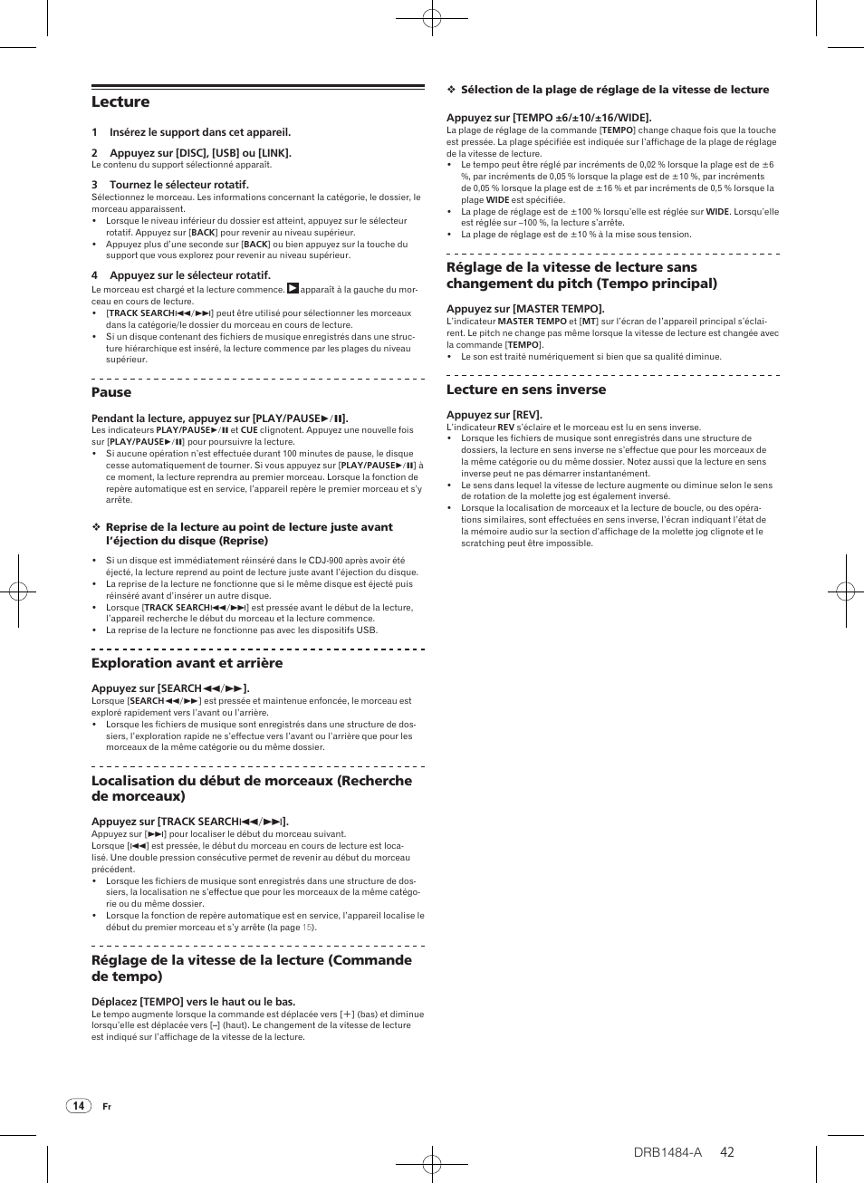 Lecture | Pioneer CDJ-900 User Manual | Page 42 / 198