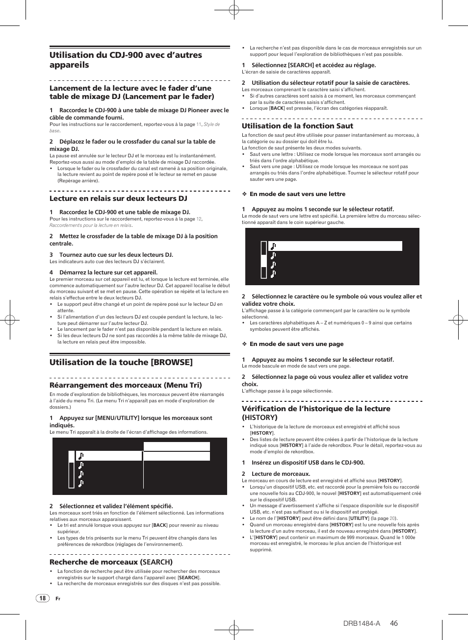 Utilisation du cdj-900 avec d’autres appareils, Utilisation de la touche [browse | Pioneer CDJ-900 User Manual | Page 46 / 198