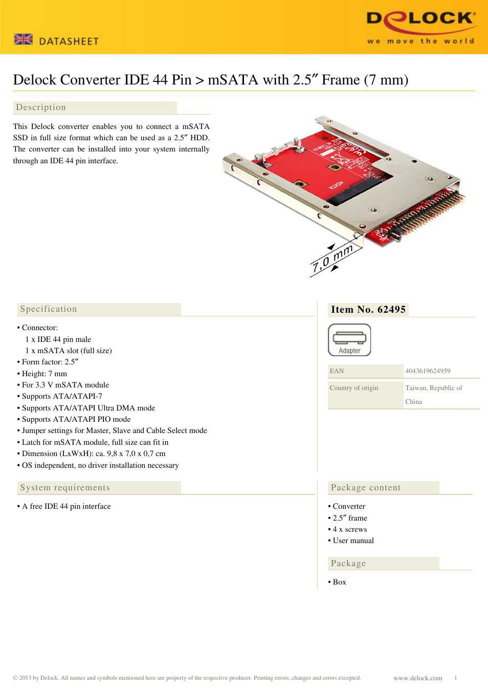 DeLOCK 62495 User Manual | 2 pages