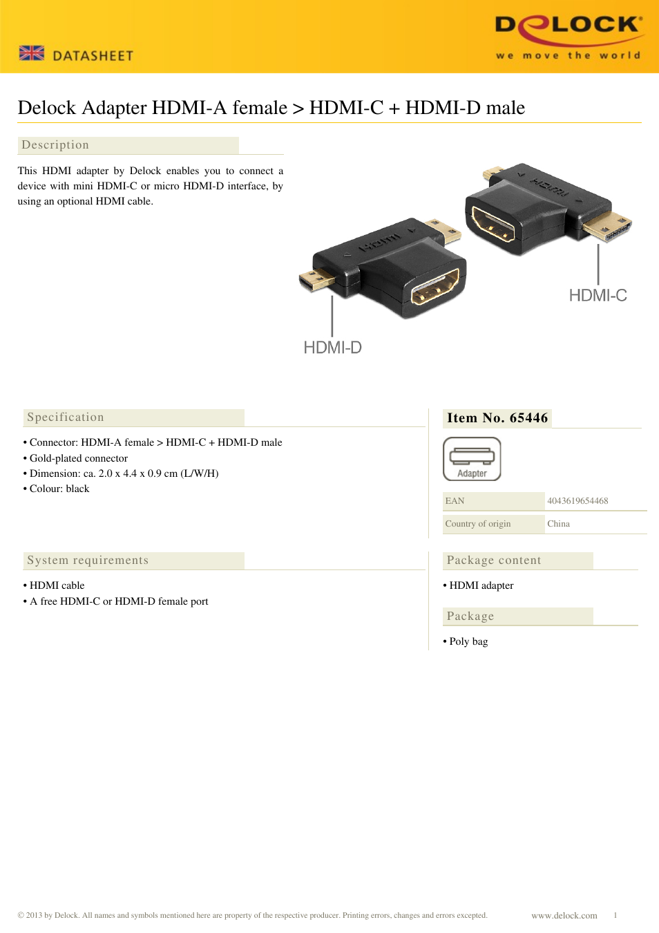 DeLOCK 65446 User Manual | 1 page
