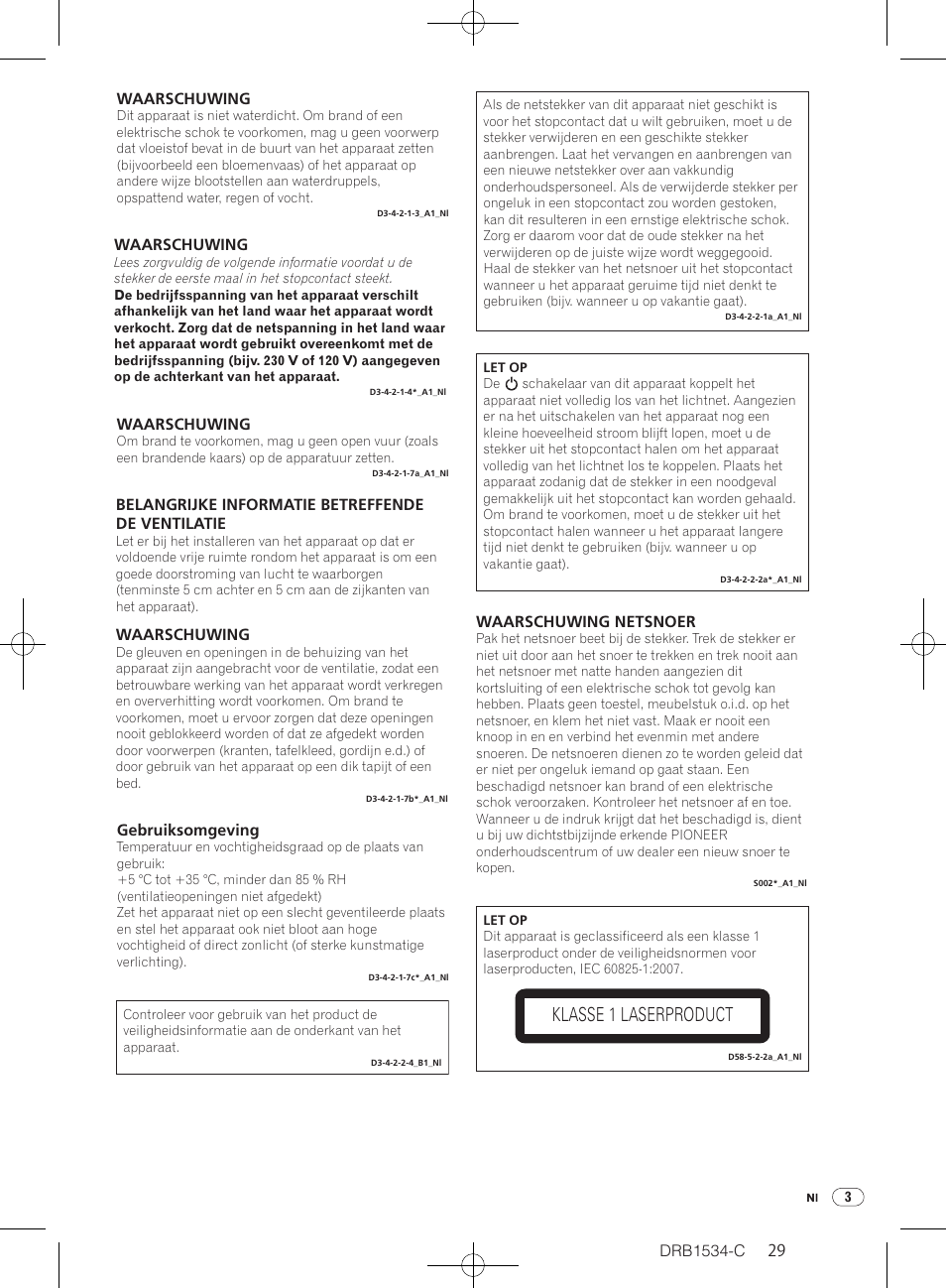 Klasse 1 laserproduct | Pioneer CDJ-350-W User Manual | Page 29 / 112