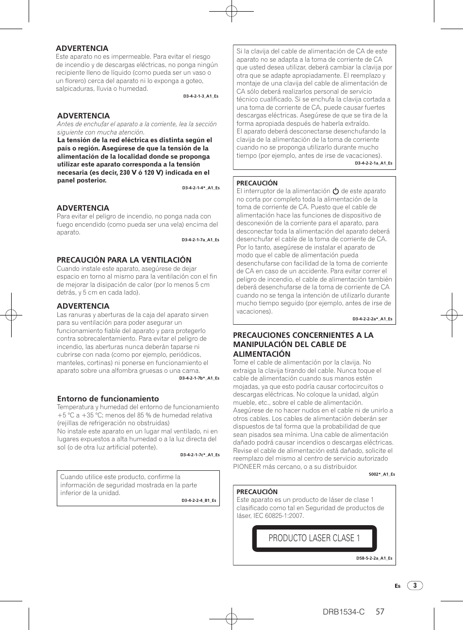 Producto laser clase 1 | Pioneer CDJ-350-W User Manual | Page 57 / 112