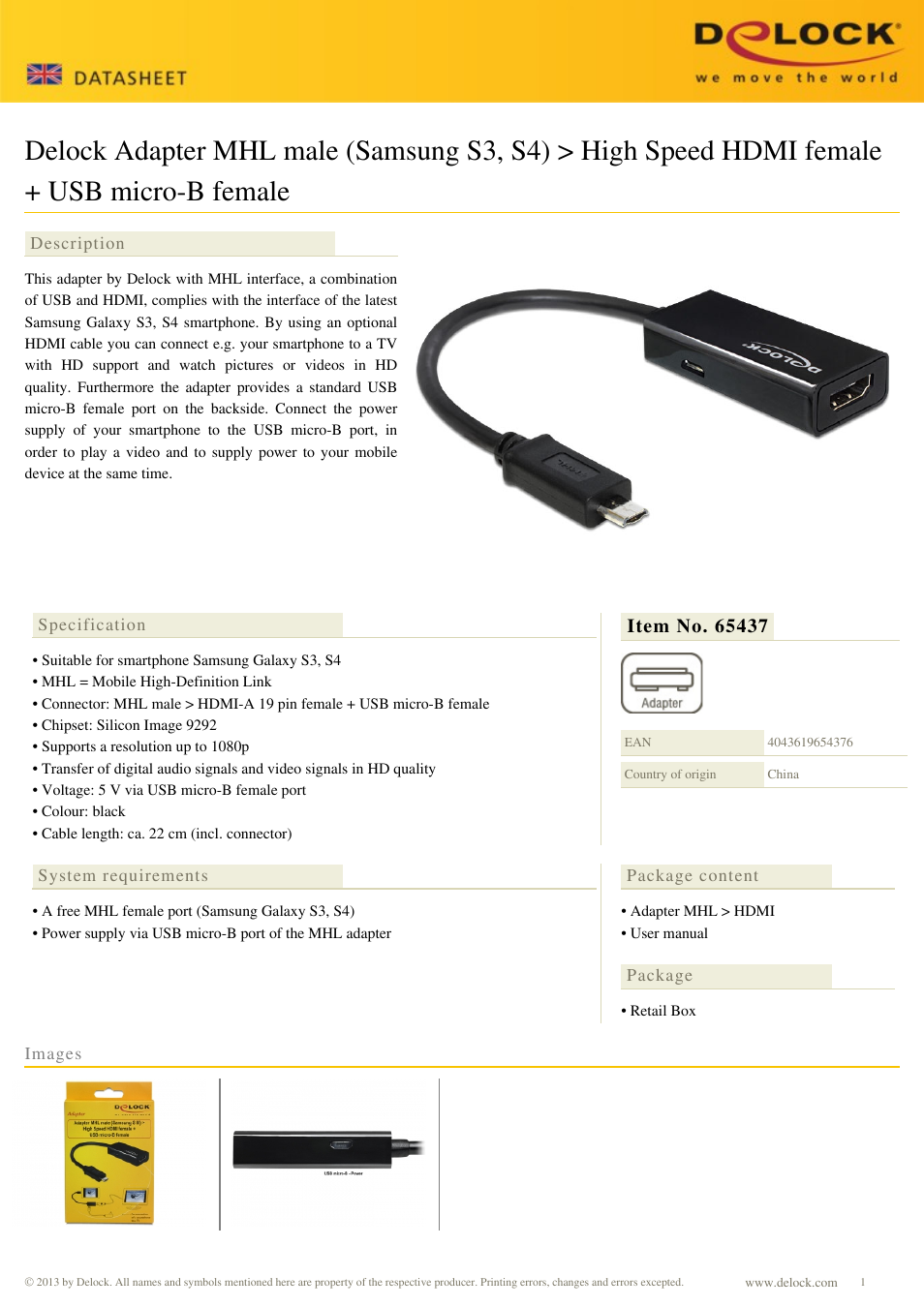 DeLOCK 65437 User Manual | 1 page