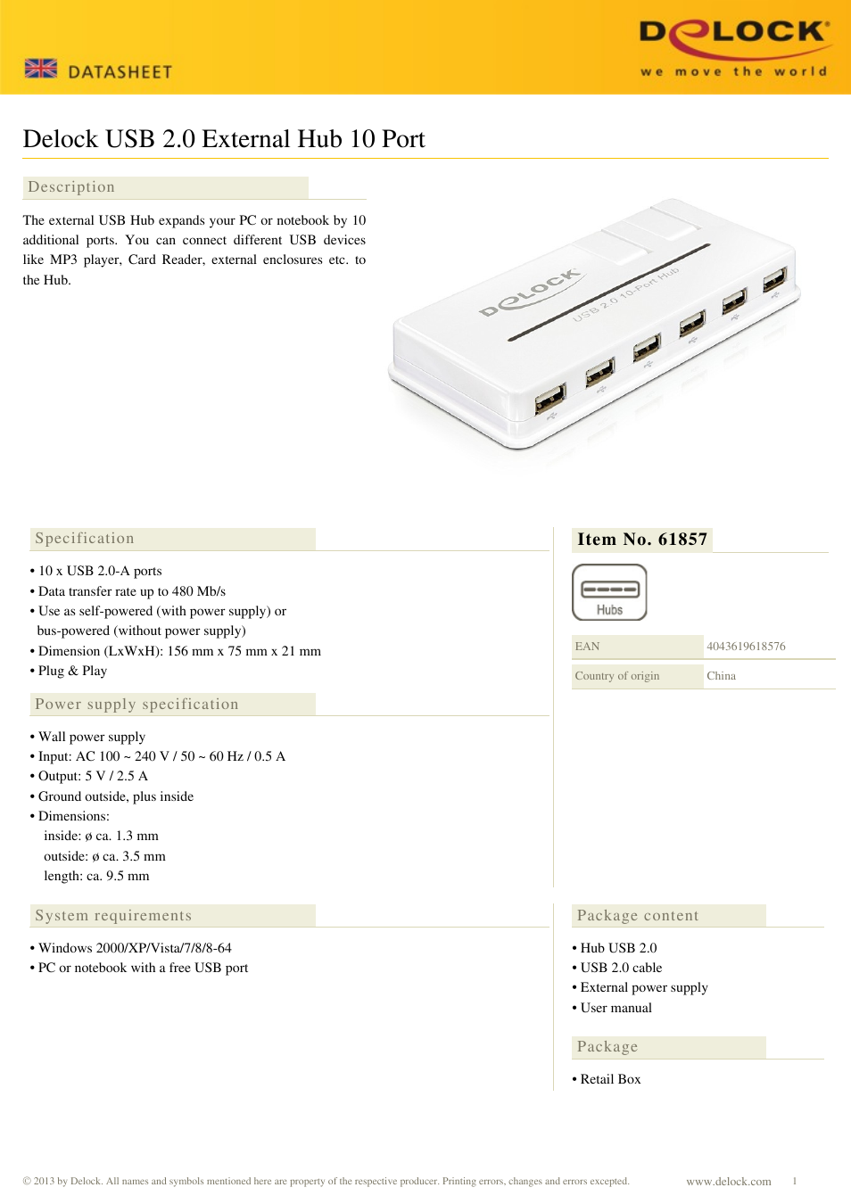 DeLOCK 61857 User Manual | 2 pages