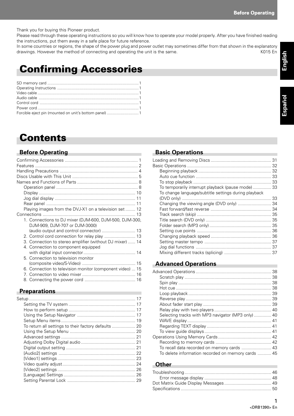Pioneer DVJ-X1 User Manual | Page 3 / 103