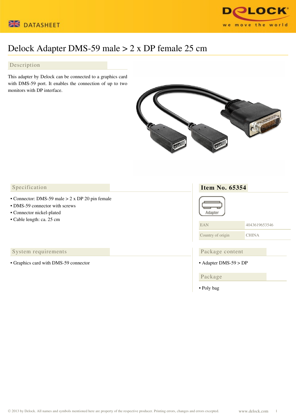 DeLOCK 65354 User Manual | 1 page