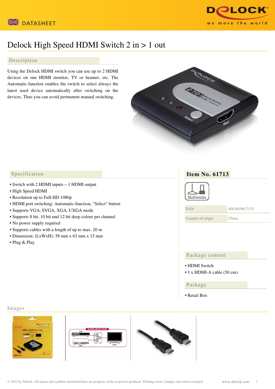 DeLOCK 61713 User Manual | 1 page