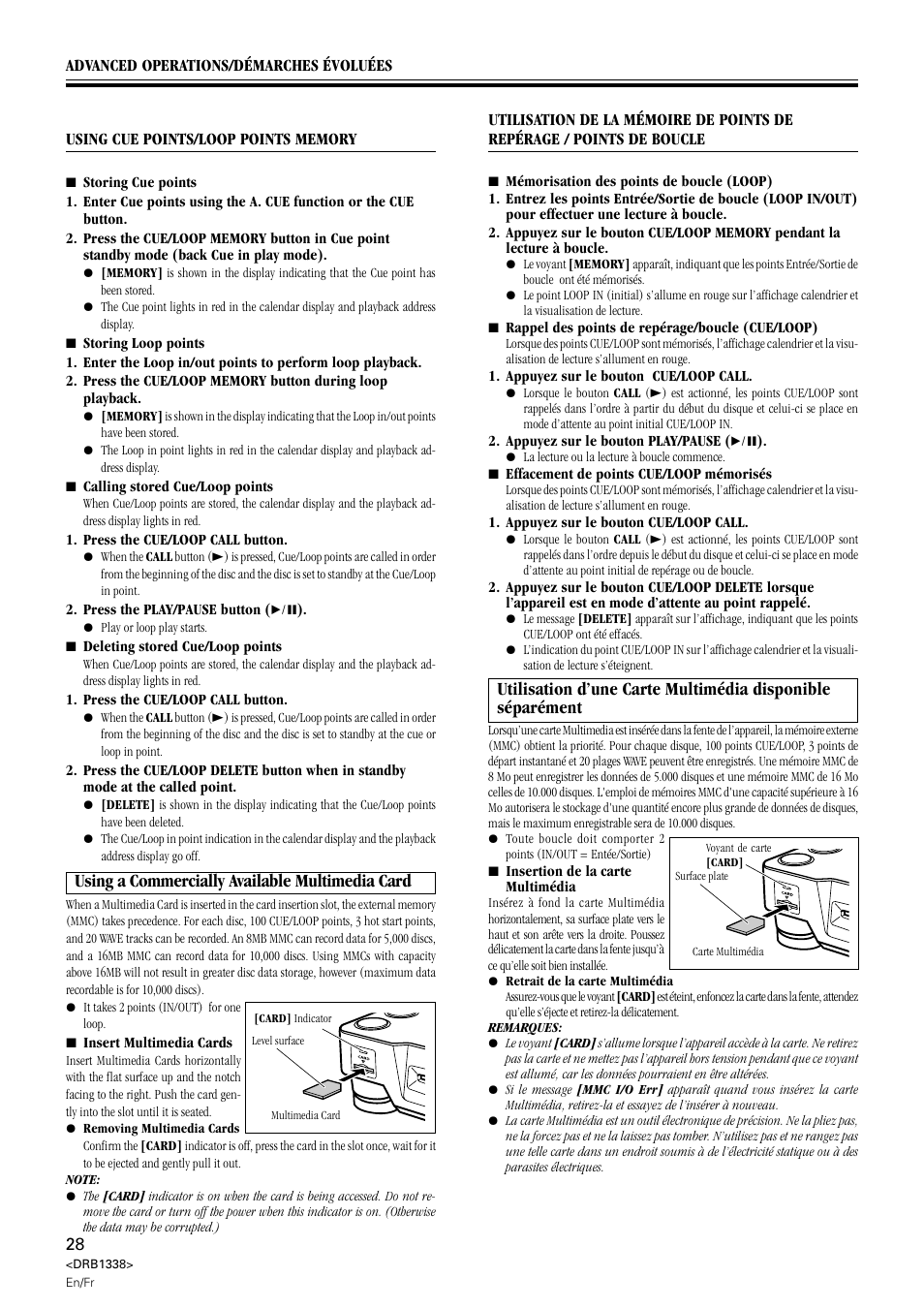 Using a commercially available multimedia card | Pioneer CDJ-1000 MK2 User Manual | Page 28 / 96