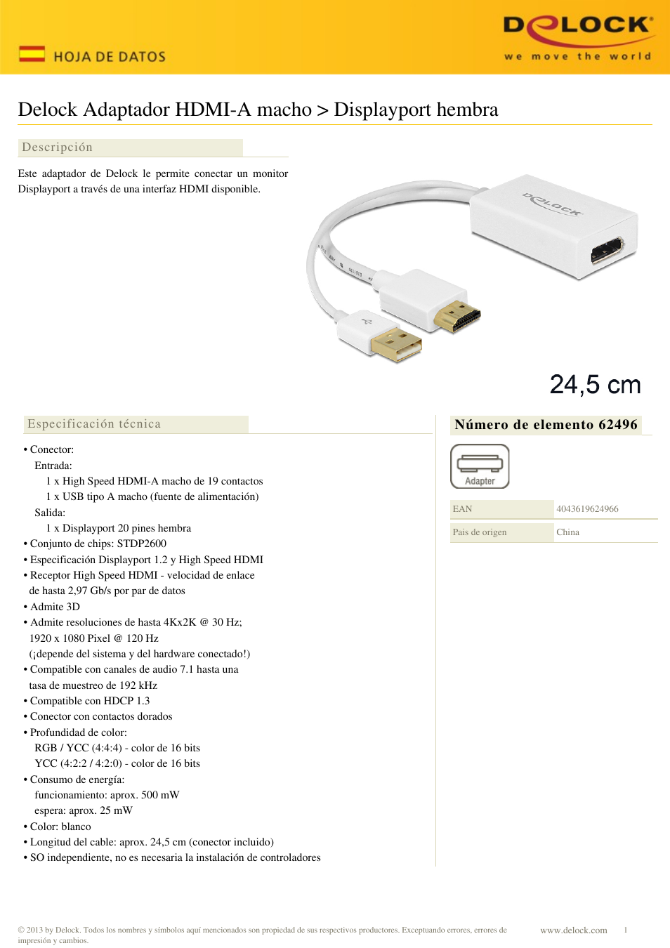 DeLOCK 62496 User Manual | 2 pages