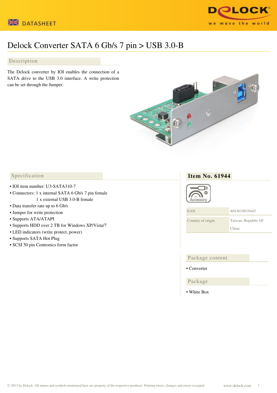 DeLOCK 61944 User Manual | 1 page