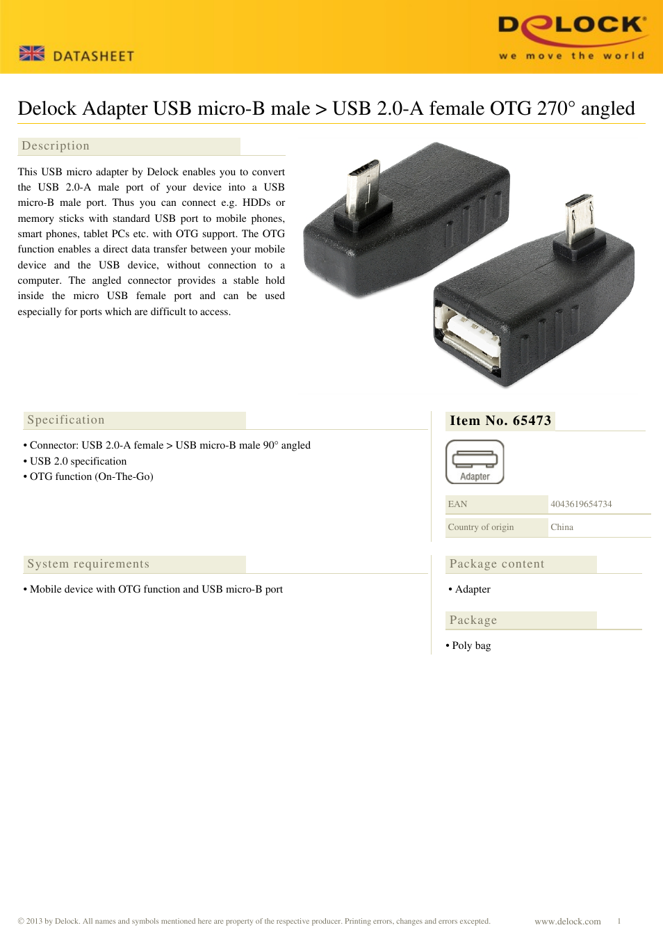 DeLOCK 65473 User Manual | 1 page