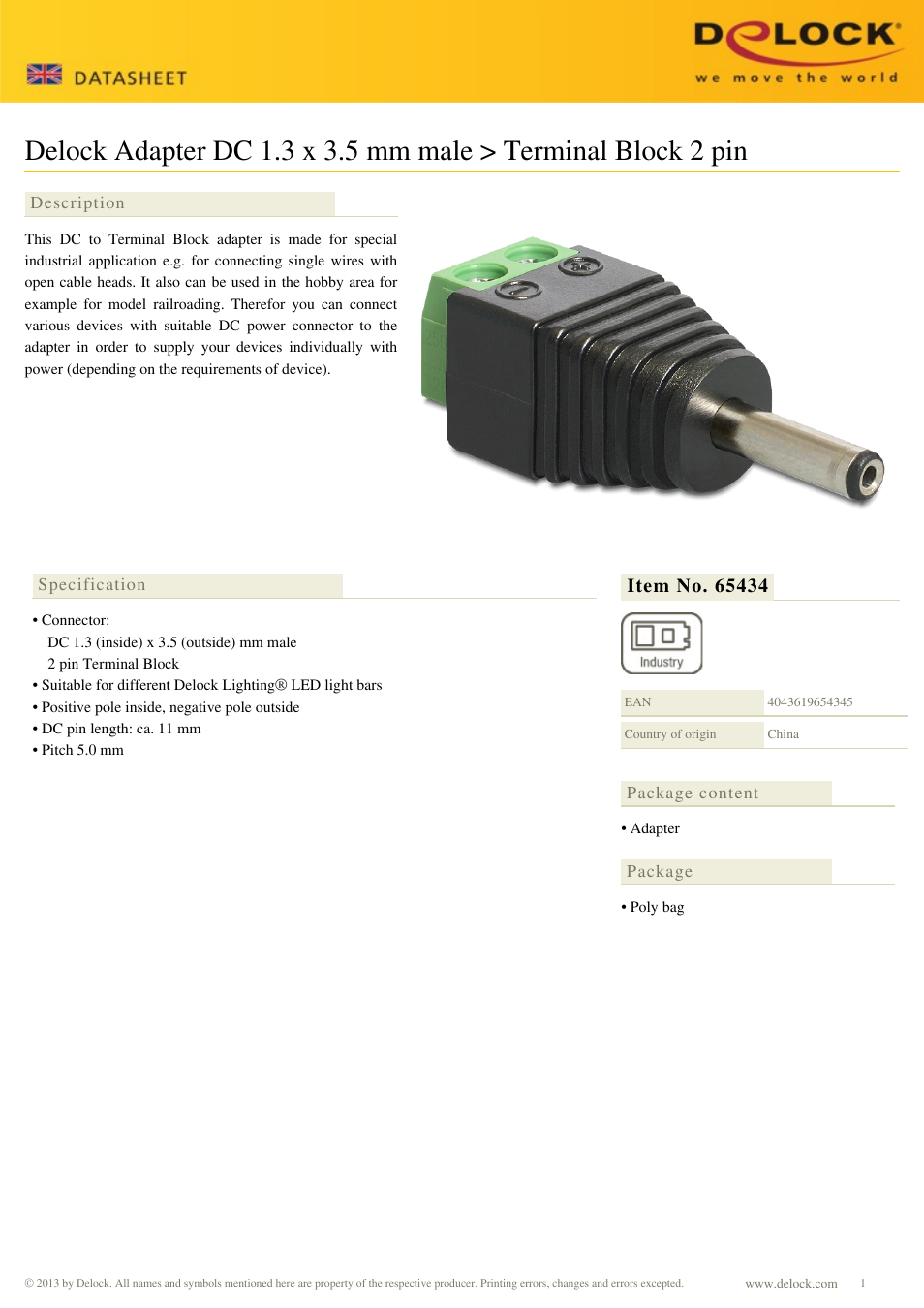 DeLOCK 65434 User Manual | 1 page